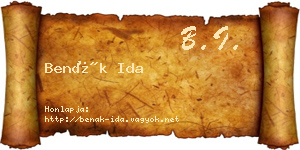 Benák Ida névjegykártya